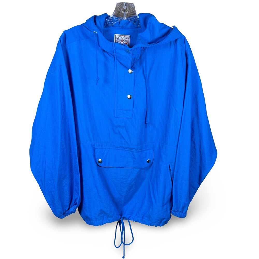 Sports Accent Vintage 90s Medium M Hoodie Anorak Windbreaker Jacket Blue‎